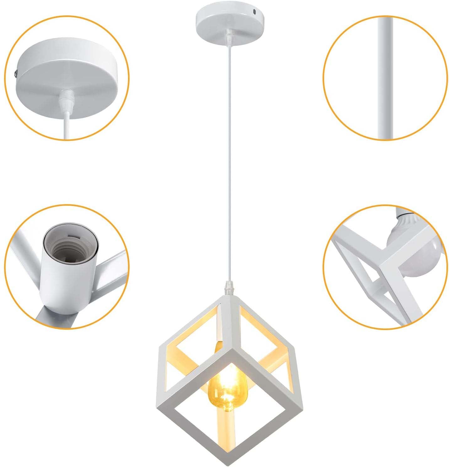 Cube Pendant Light Iron Matte E27 40W — 17cm, White or Black