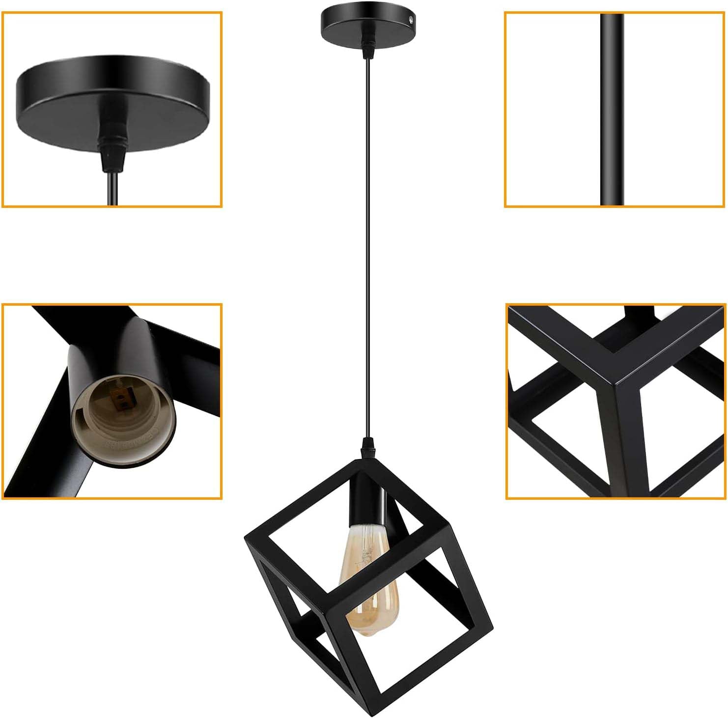 Cube Pendant Light Iron Matte E27 40W — 17cm, White or Black