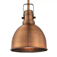 Hammered Copper Pendant Light Tempered E27 Ø20cm Sloped Ceiling OK