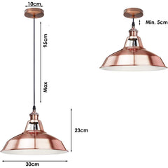 Rose Copper Pendant Light Metal E27 40W Ø30cm H23cm