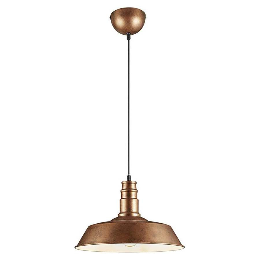 Copper Pendant Light Fabric Shade E27 60W Ø36cm 150cm Cable