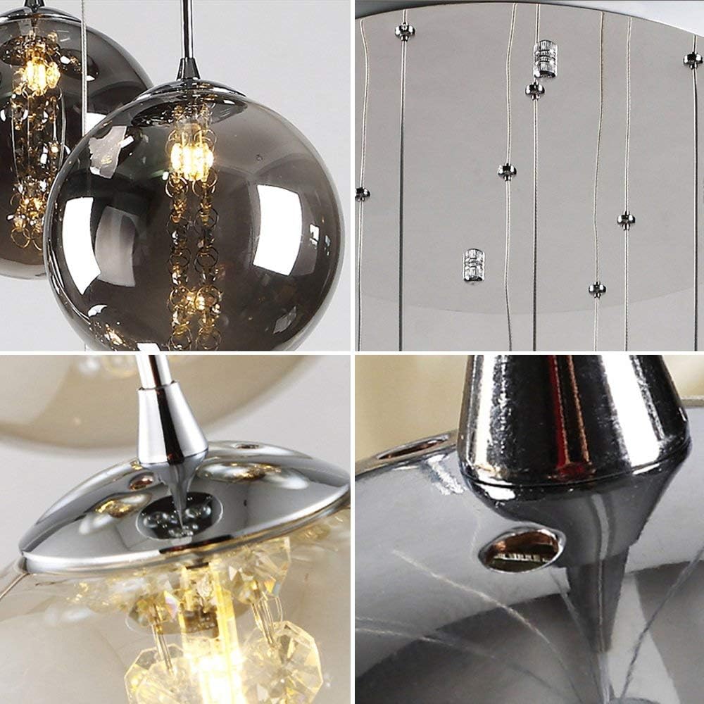 Industrial Staircase Pendant Light Smoked Glass G9 3000K — 3, 6, 10 or 15 Globes