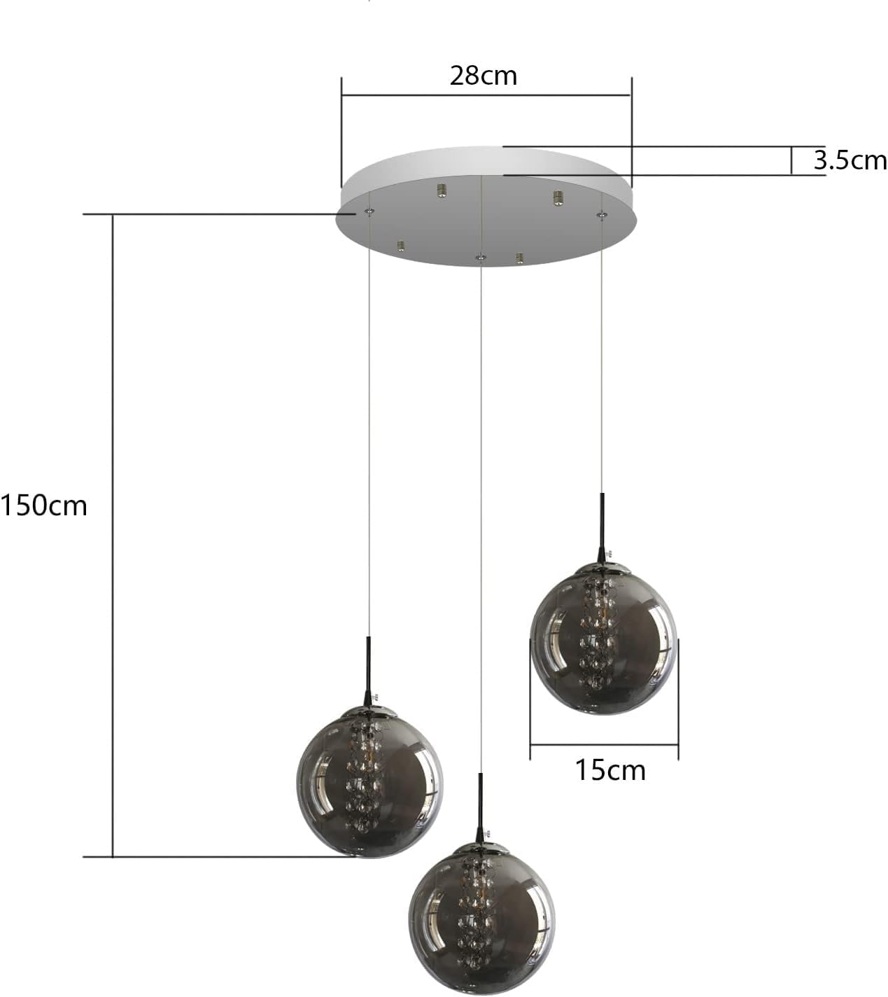 Industrial Staircase Pendant Light Smoked Glass G9 3000K — 3, 6, 10 or 15 Globes