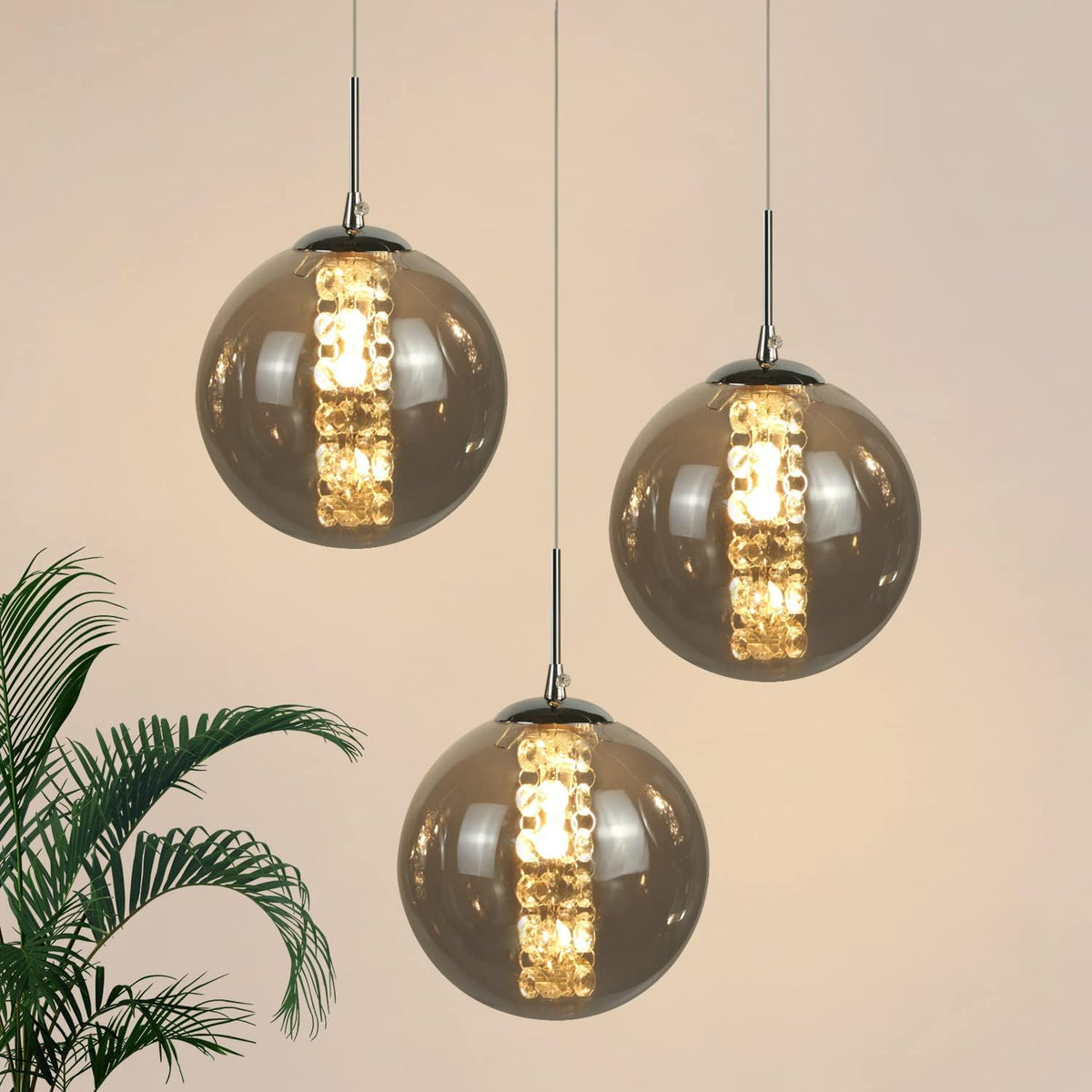Industrial Staircase Pendant Light Smoked Glass G9 3000K — 3, 6, 10 or 15 Globes