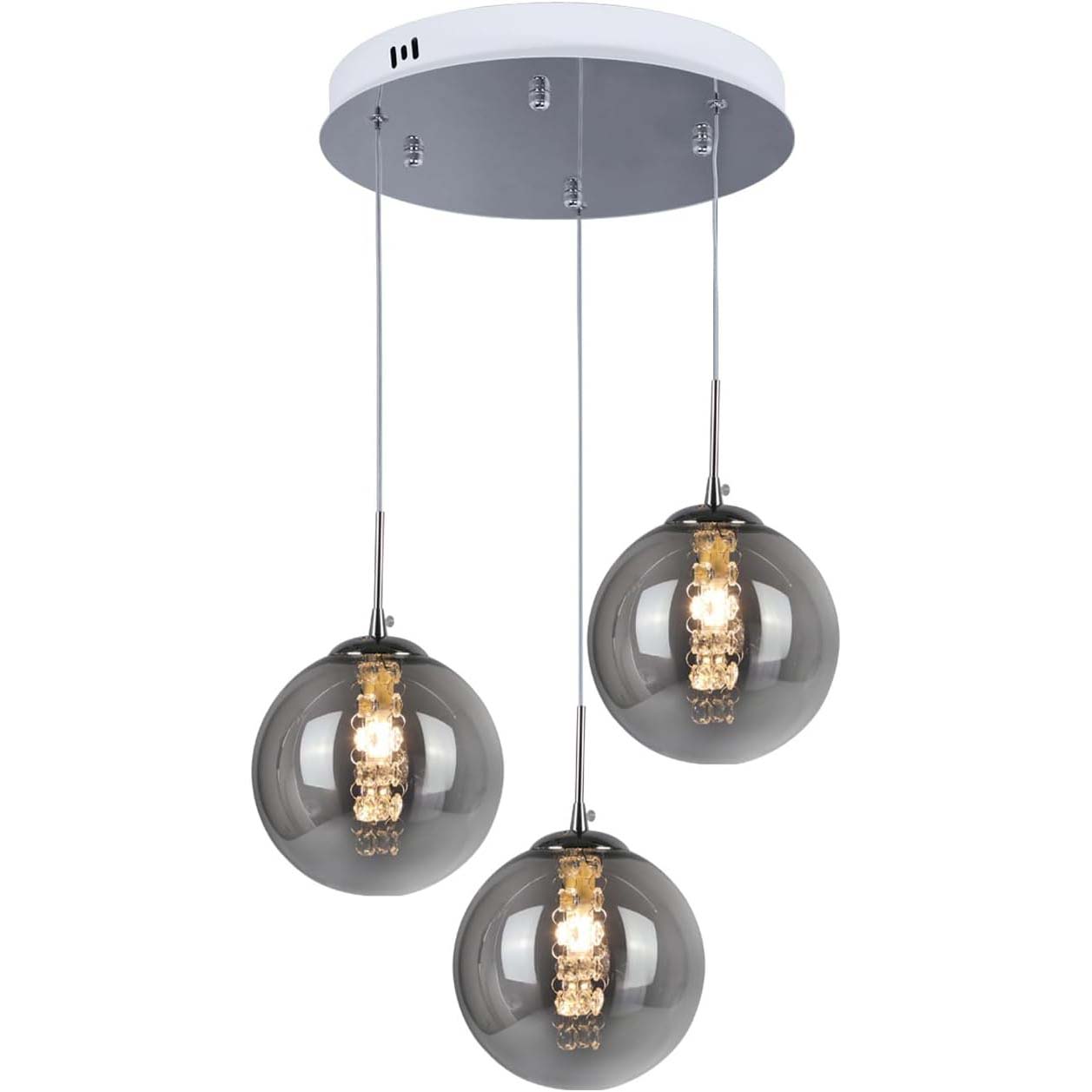 Industrial Staircase Pendant Light Smoked Glass G9 3000K — 3, 6, 10 or 15 Globes