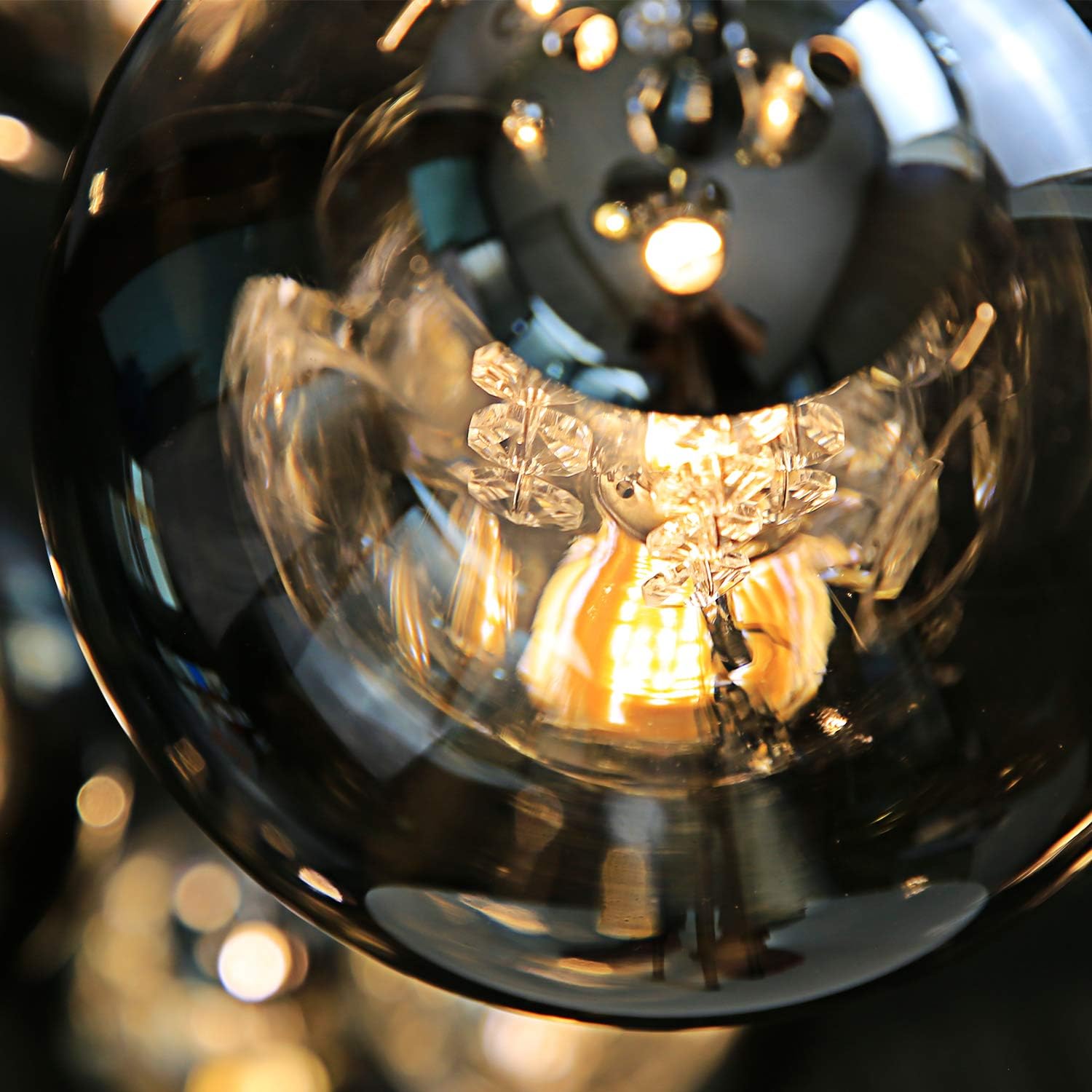 Industrial Staircase Pendant Light Smoked Glass G9 3000K — 3, 6, 10 or 15 Globes