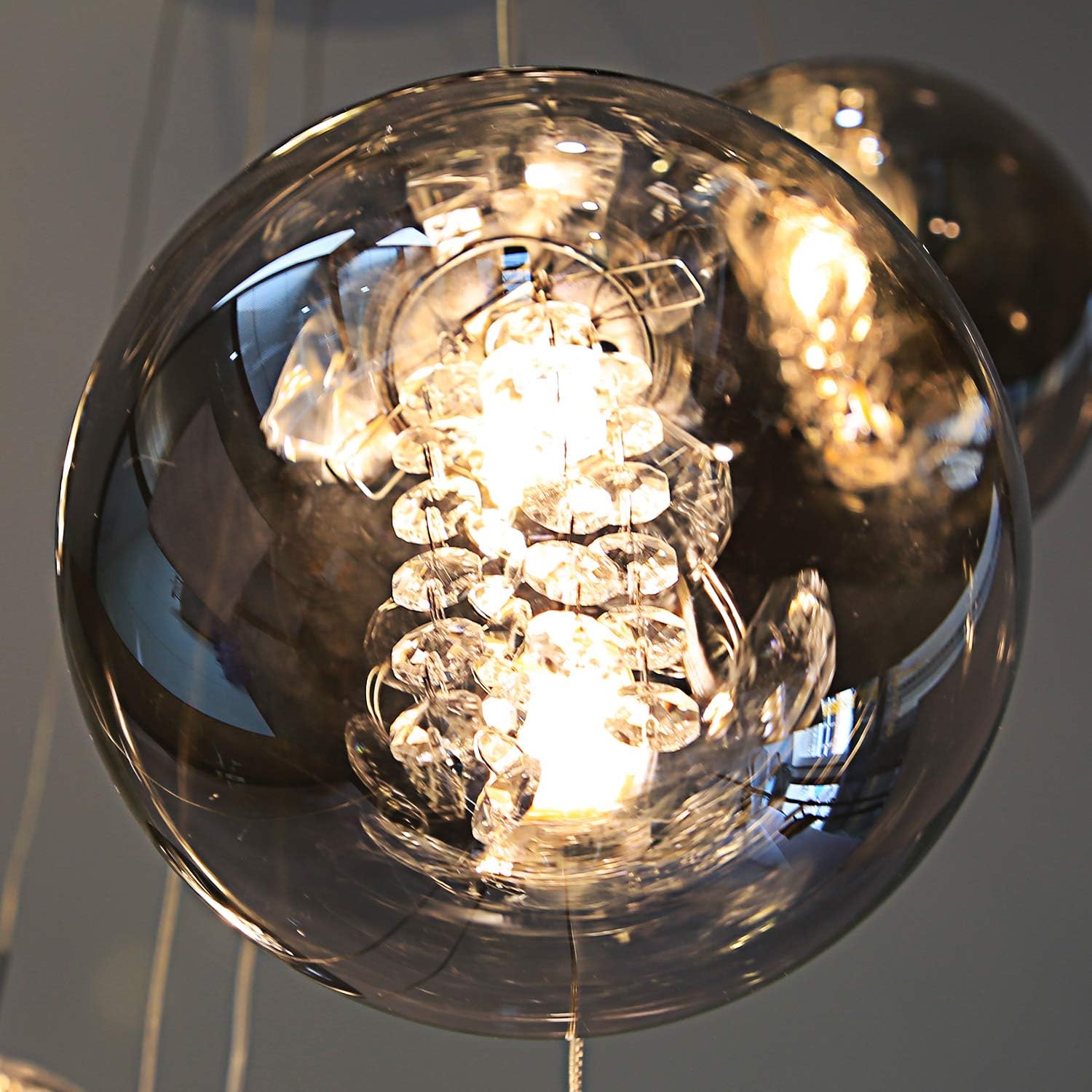 Industrial Staircase Pendant Light Smoked Glass G9 3000K — 3, 6, 10 or 15 Globes