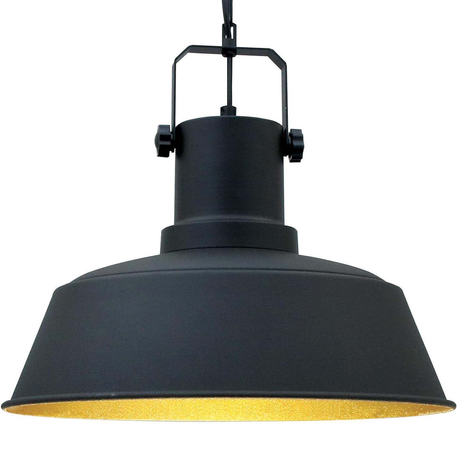 Industrial Dome Pendant Light Matt Black Brass Interior E27 Ø41cm