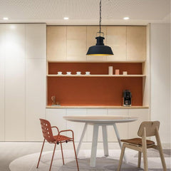 Industrial Dome Pendant Light Matt Black Brass Interior E27 Ø41cm