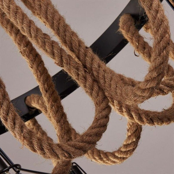 Industrial Pendant Light Metal Rope E27 Black Brown Ø80cm