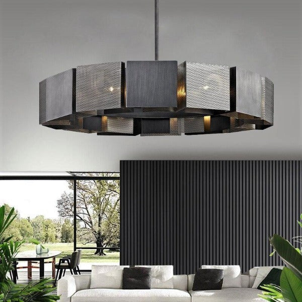 Industrial Circular Pendant Black & Grey — Ø60cm or Ø80cm