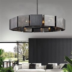 Industrial Circular Pendant Black & Grey — Ø60cm or Ø80cm