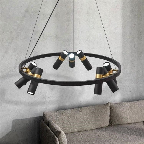 Industrial Multi-Spot Pendant Light GU10 LED Black Gold Ø65cm