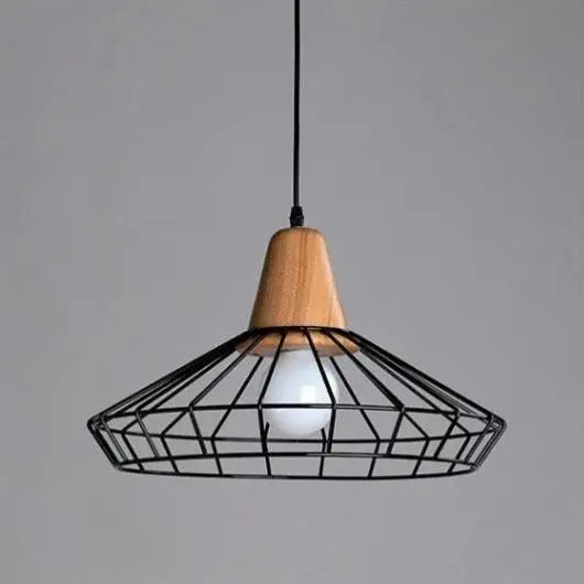 Black Wood Industrial Pendant Light E27 — Ø25cm or Ø40cm