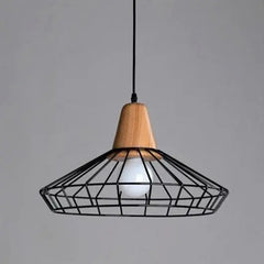 Black Wood Industrial Pendant Light E27 — Ø25cm or Ø40cm