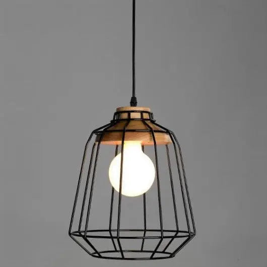 Black Wood Industrial Pendant Light E27 — Ø25cm or Ø40cm