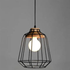 Black Wood Industrial Pendant Light E27 — Ø25cm or Ø40cm