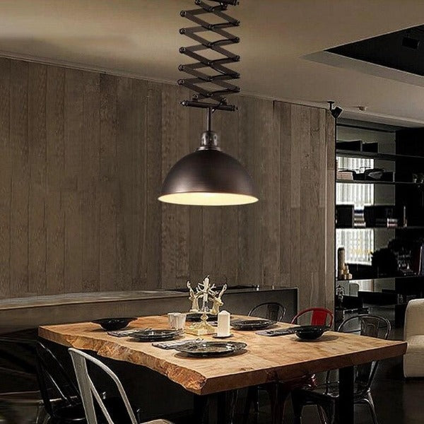Adjustable Industrial Pendant Light Metal Shade E27 Black