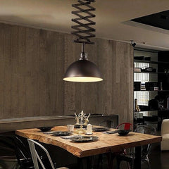 Adjustable Industrial Pendant Light Metal Shade E27 Black