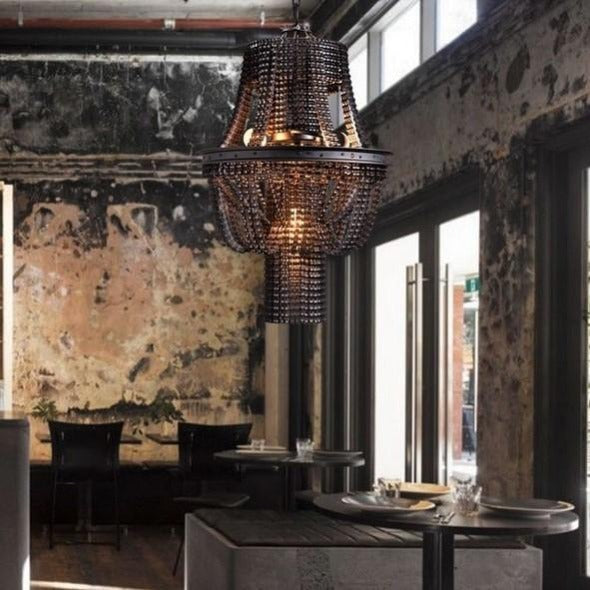 Industrial Chain Pendant Light Metal Shade E27 Black Ø60cm