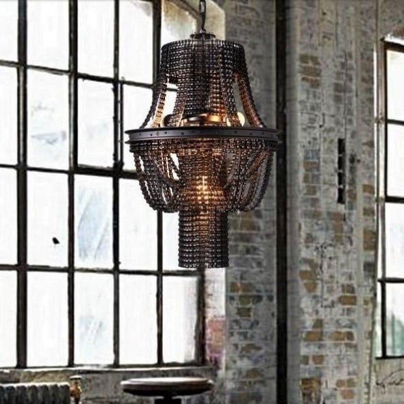Industrial Chain Pendant Light Metal Shade E27 Black Ø60cm