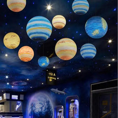 Milky Way Galaxy Planet Pendant Light Resin LED 8 Planets 3 Sizes