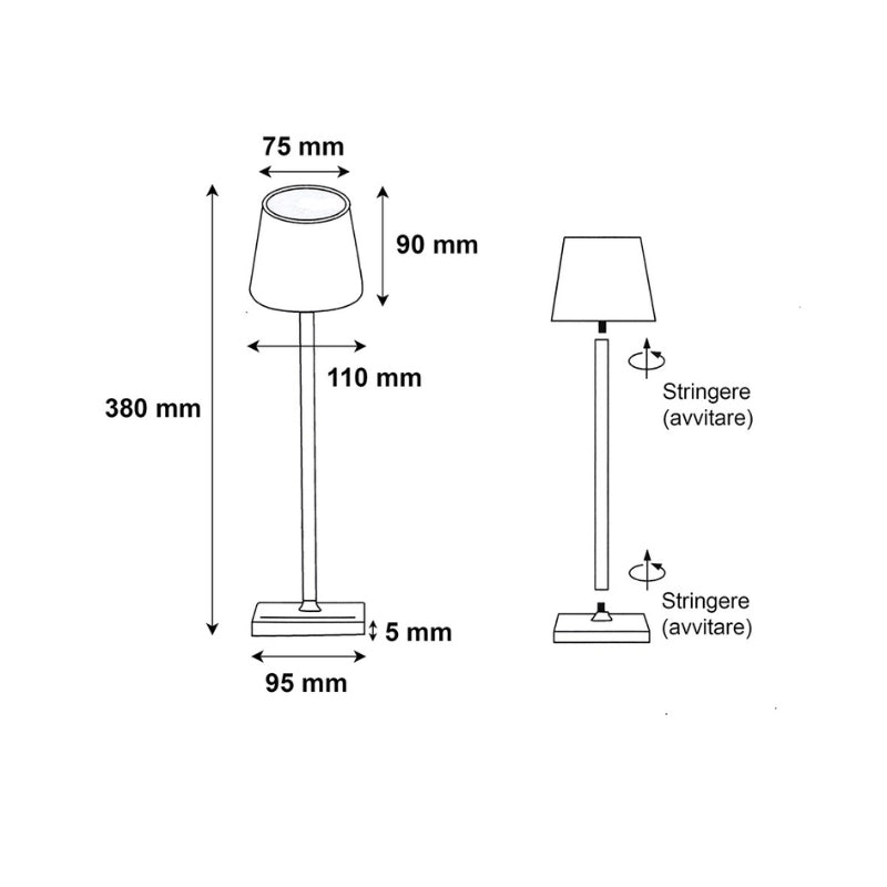 Black Rechargeable Touch Table Lamp 3W CCT 3000K 4000K 6500K