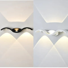 Outdoor Wave Wall Light Aluminium IP65 Motion Sensor 9W 3-Head