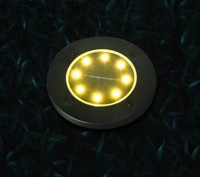Solar LED Garden Ground Lamp Stainless Steel ABS 8 LED