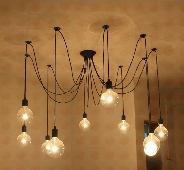 Spider Chandelier Industrial Black E27 Multi-Arm