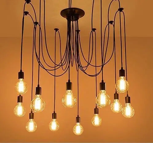 Spider Chandelier Industrial Black E27 Multi-Arm
