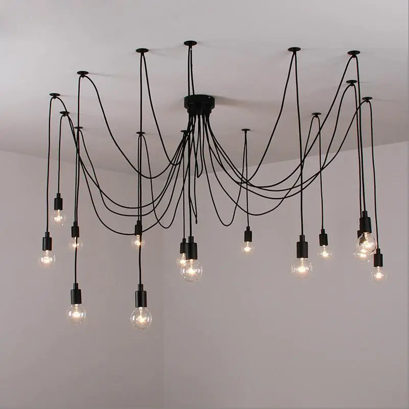 Spider Chandelier Industrial Black E27 Multi-Arm
