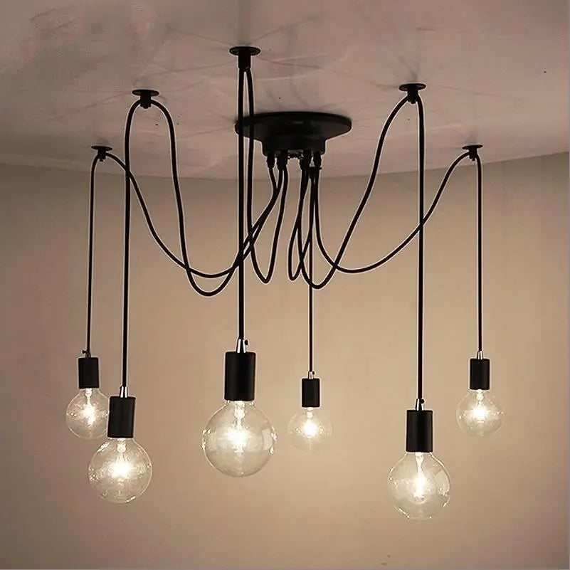 Spider Chandelier Industrial Black E27 Multi-Arm