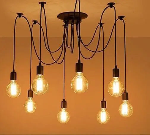 Spider Chandelier Industrial Black E27 Multi-Arm