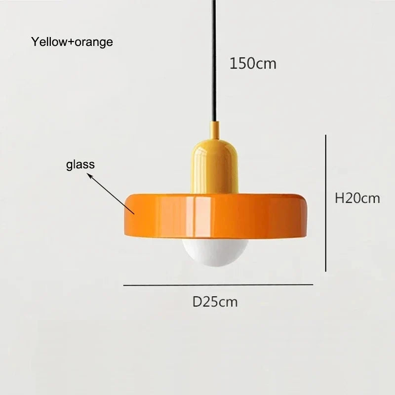 Nordic Retro Blown Glass Pendant Light E27 — 15 Colours
