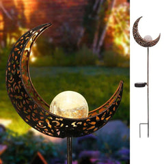 Solar Half Moon Garden Stake Light Stainless Steel