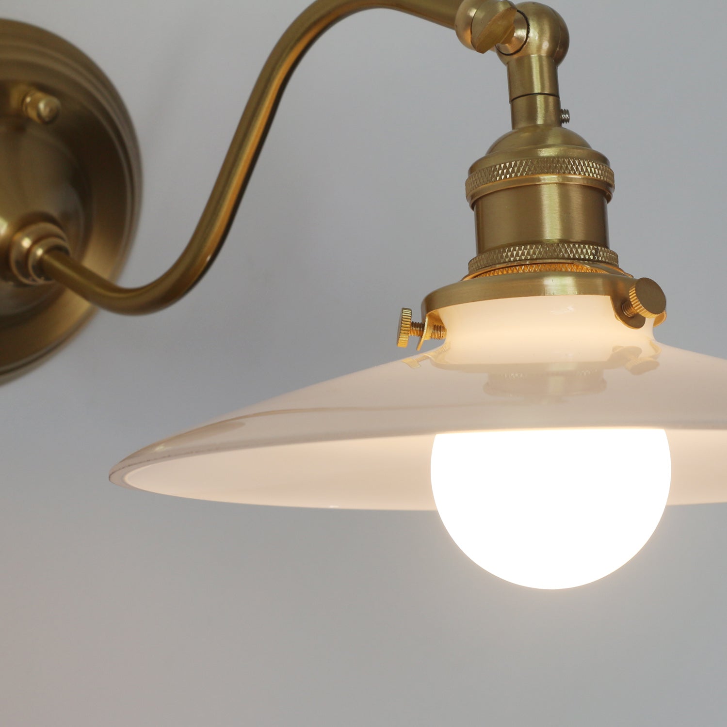 Frosted Glass Wall Light, Brass — French Country