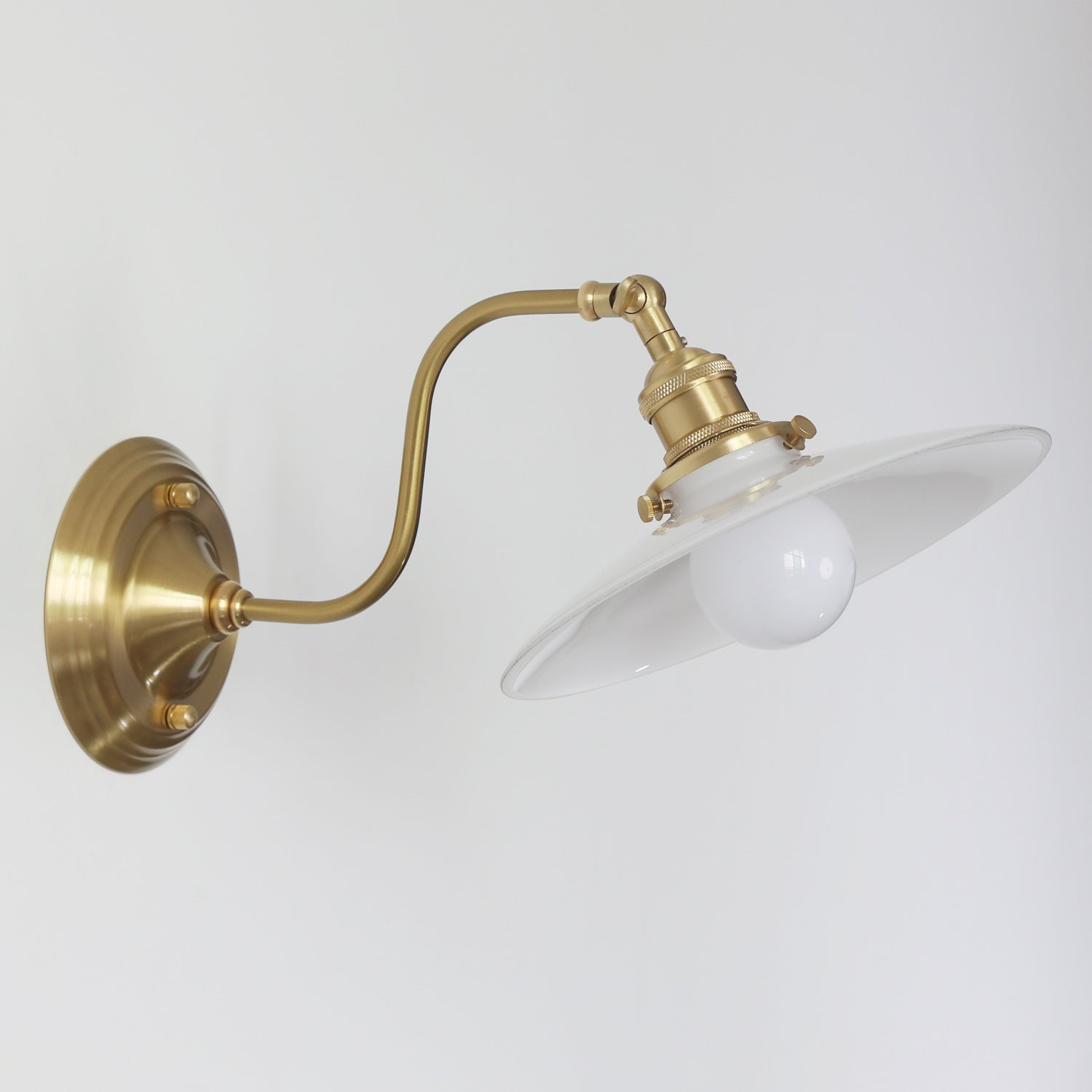 Frosted Glass Wall Light, Brass — French Country
