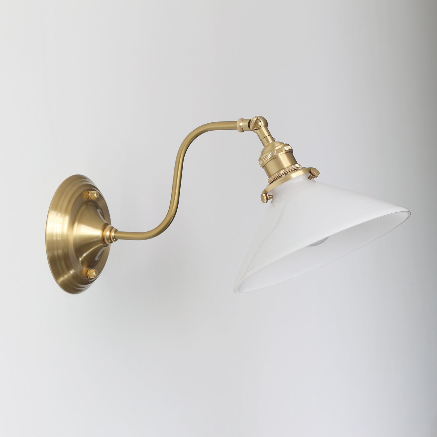 Frosted Glass Wall Light, Brass — French Country