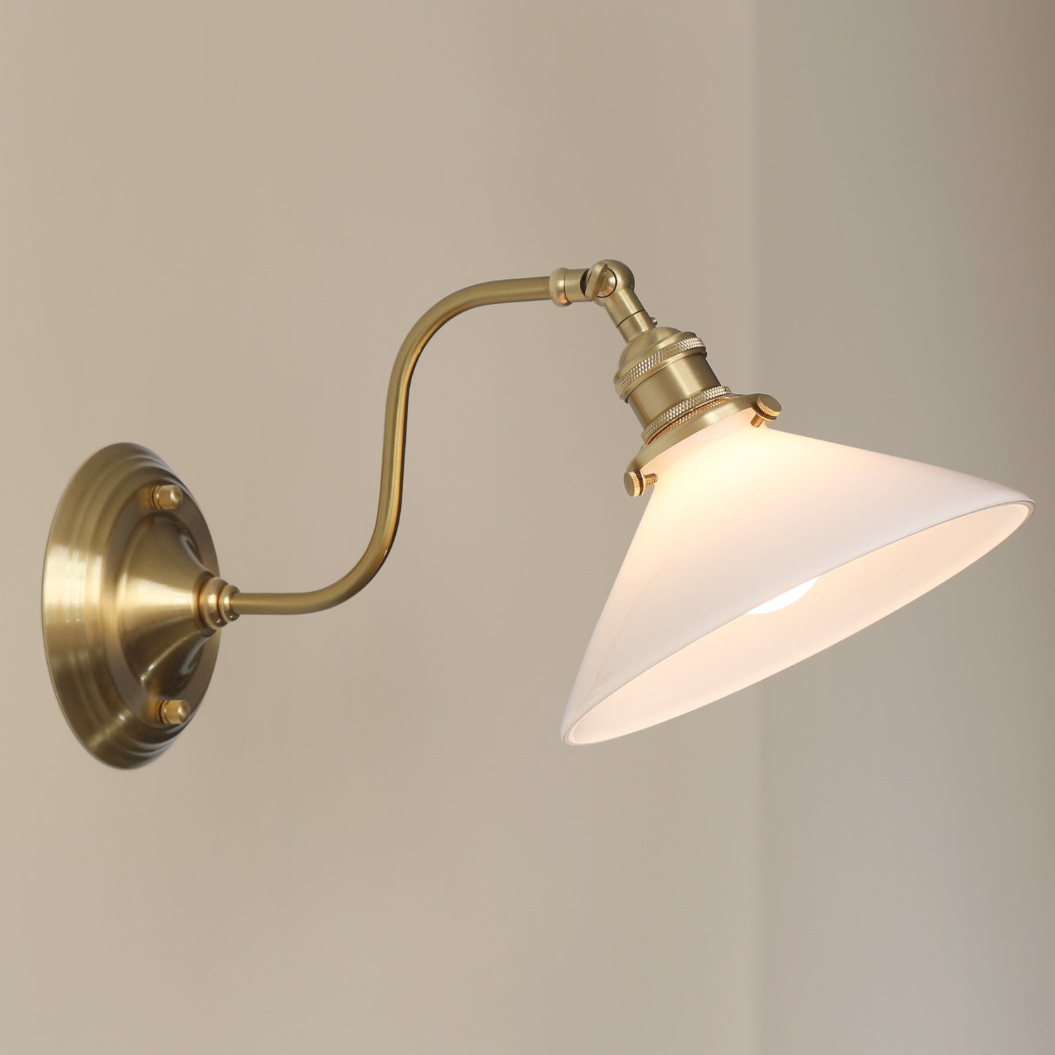 Frosted Glass Wall Light, Brass — French Country