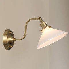 Frosted Glass Wall Light, Brass — French Country