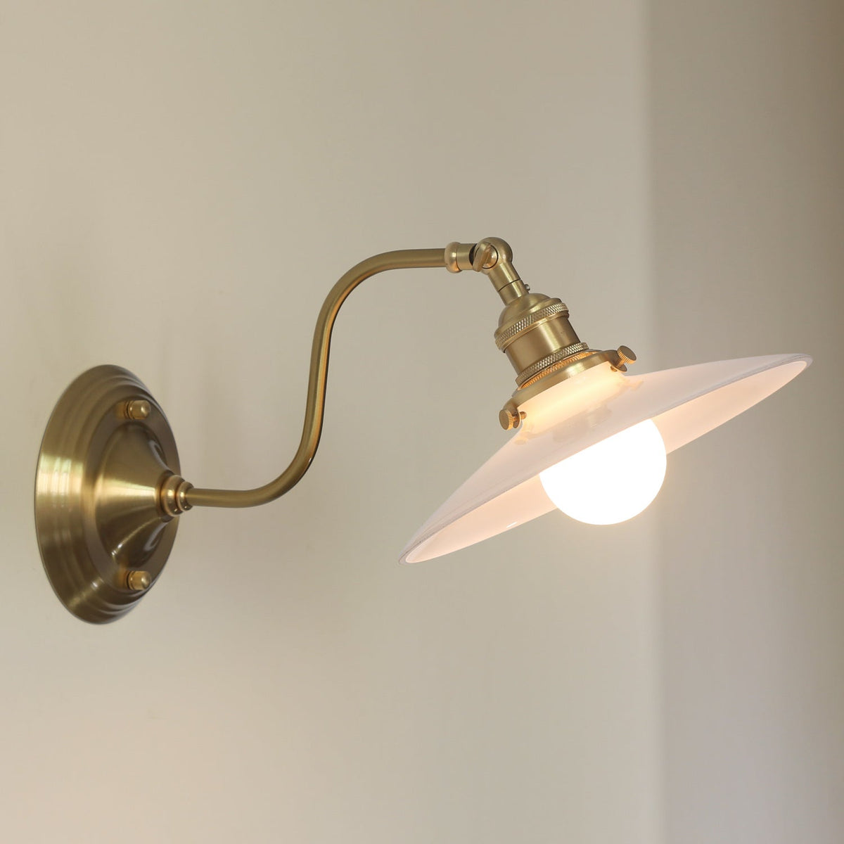 Frosted Glass Wall Light, Brass — French Country