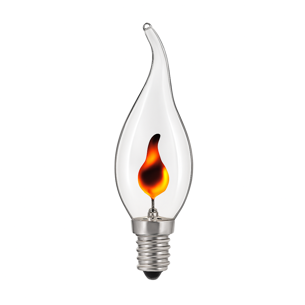 E14 Flame LED Bulb 3W Warm White — C35L Candle Shape