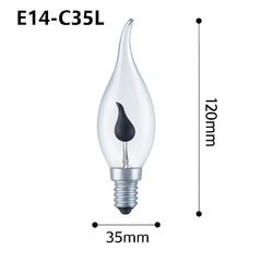 E14 Flame LED Bulb 3W Warm White — C35L Candle Shape