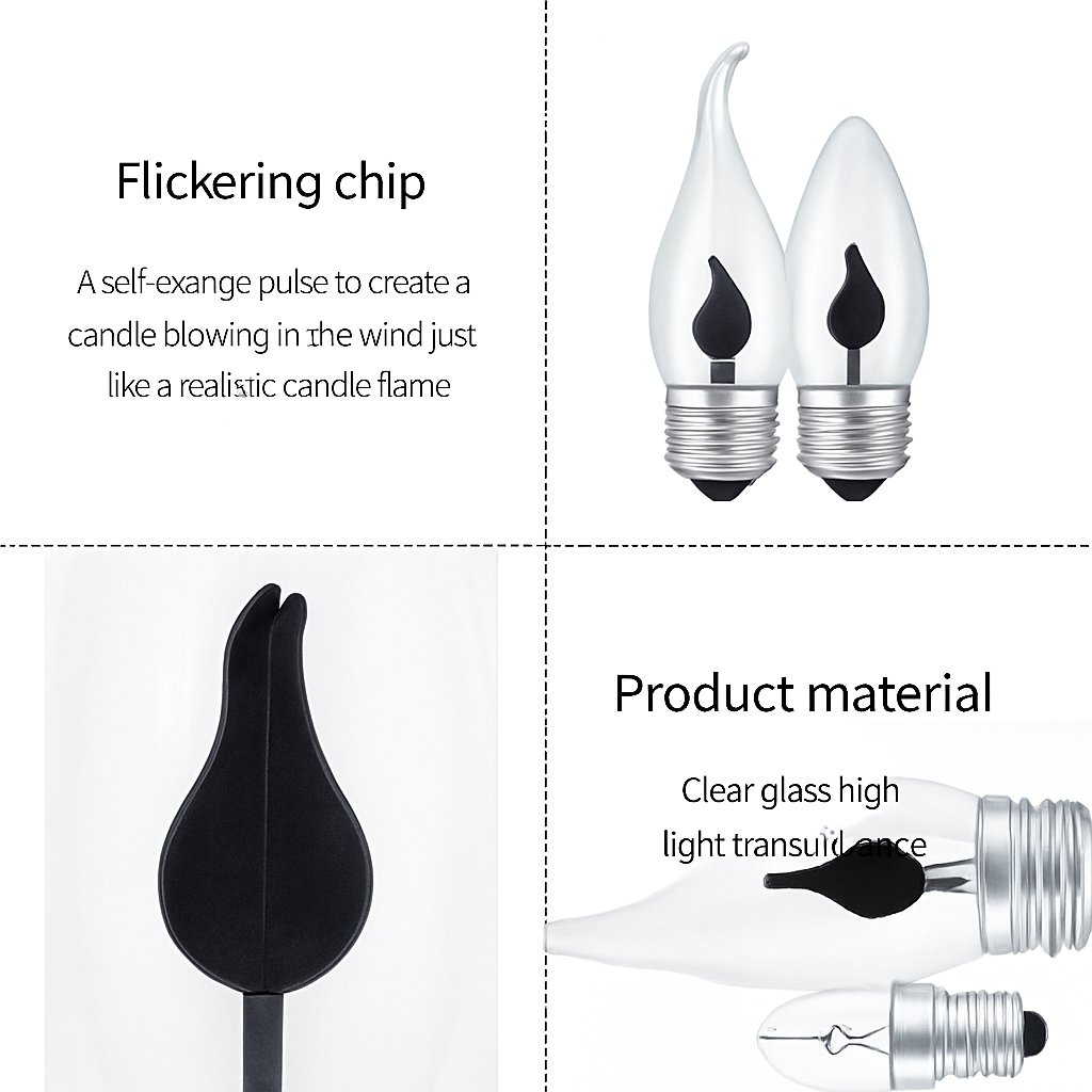 E14 Flame LED Bulb 3W Warm White — C35L Candle Shape
