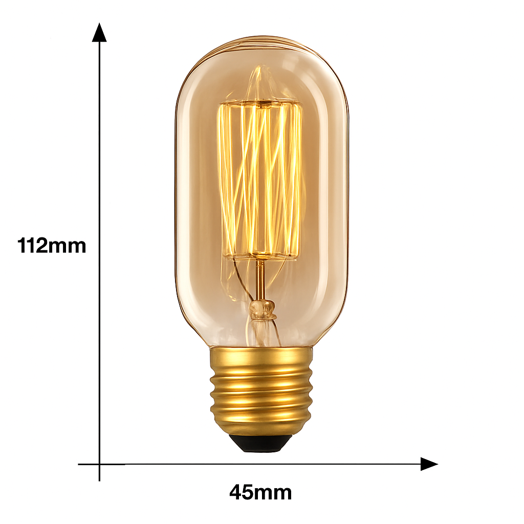 Vintage Filament Tube Bulb T45 E27 40W Warm White