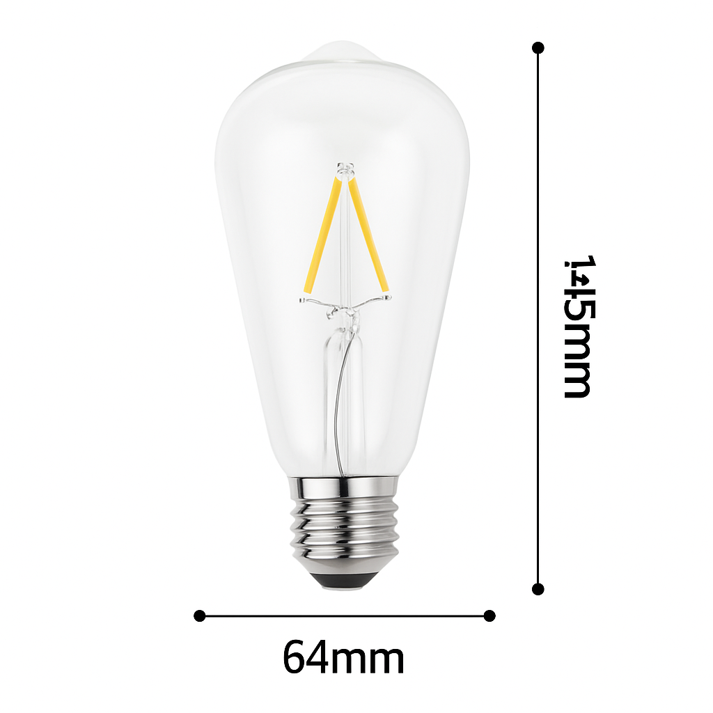 ST64 LED Filament Bulb E27 2W–8W Warm & Cool White