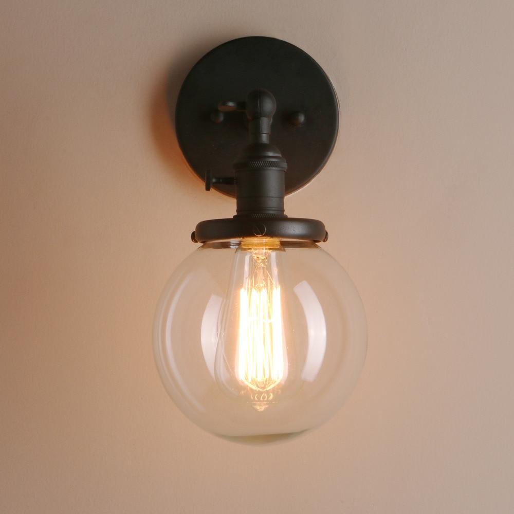 Industrial Black Wall Light Metal Glass Adjustable Arm E27