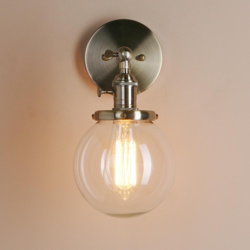 Bronze Wall Light Brushed Bronze Glass E27 180° Arm Rotary Switch