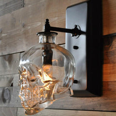 Skull Wall Light Glass Skull Shade Black Powder-Coated Metal E27 Max 40W
